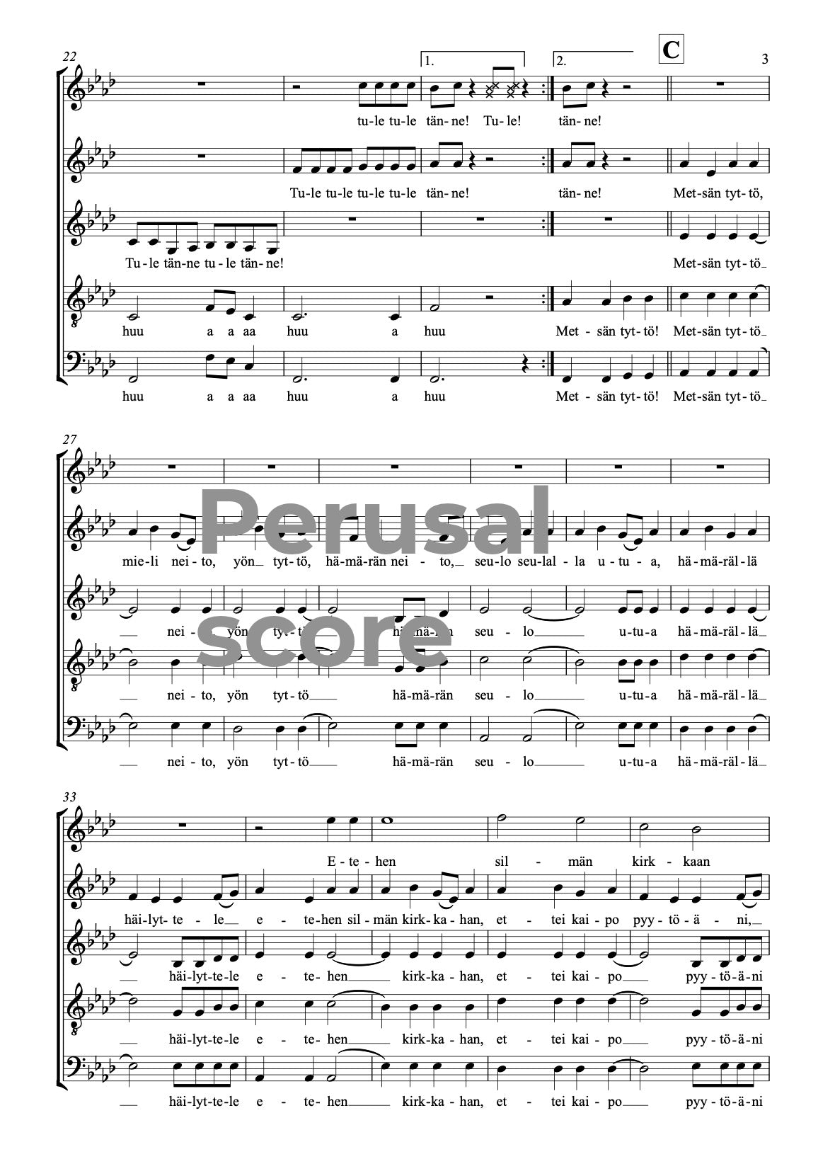 Metsän tyttö SATB