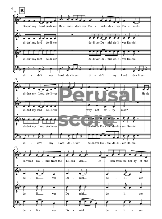 Didn't My Lord Deliver Daniel SATB