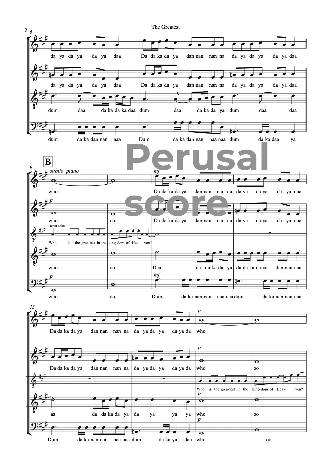 The Greatest SATB