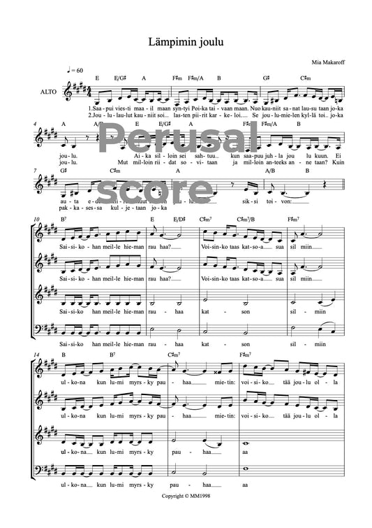 Lämpimin joulu SATB