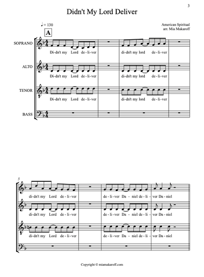 Didn't My Lord Deliver Daniel SATB